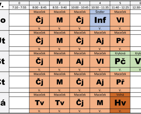 Rozvrhy hodin pro I. pololetí roku 2024-25