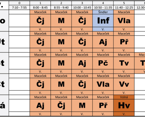 Rozvrh hodin 2. pololetí 24/25